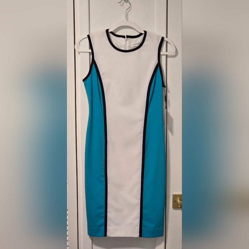 Calvin Klein Colorblock Sheath Dress Size: 2